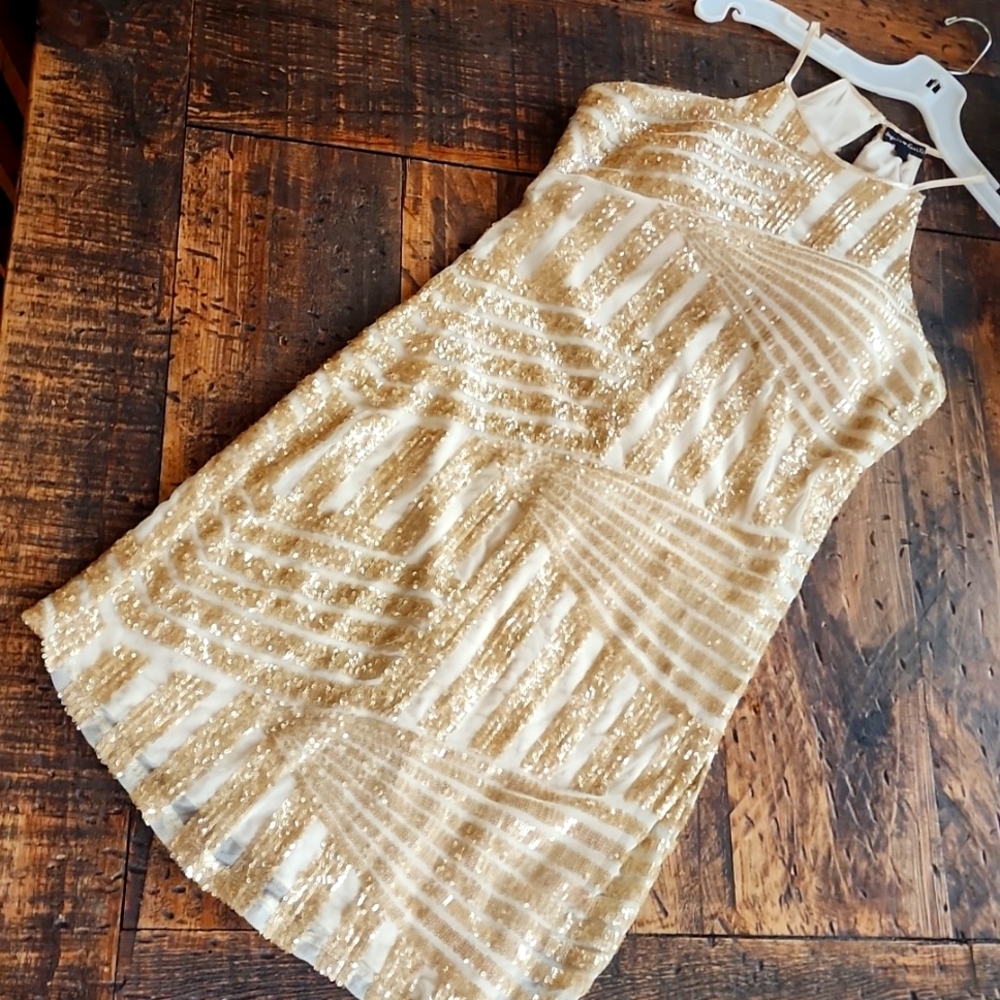 Gold Sequins Mini Dress